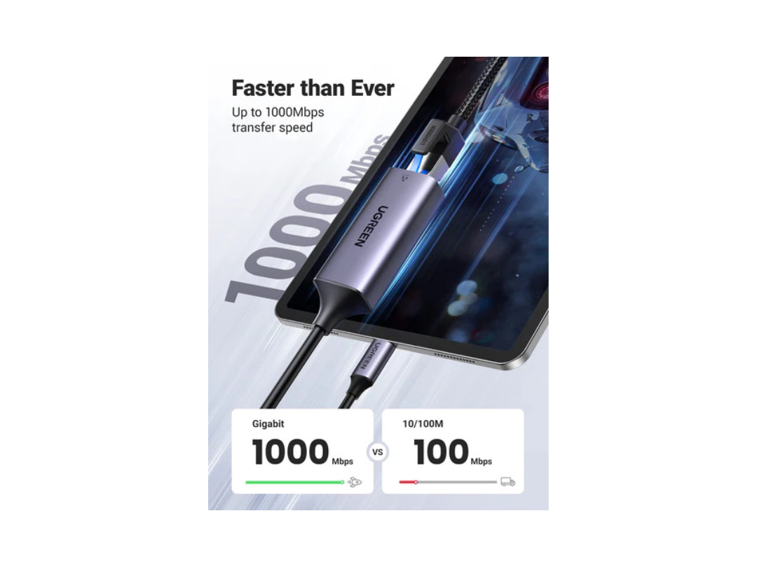 UGreen USB Type C to Gigabit 10/100/1000M Ethernet Adapter CM199-50737 UGreen USB Type C to Gigabit 10/100/1000M Ethernet Adapter CM199-50737